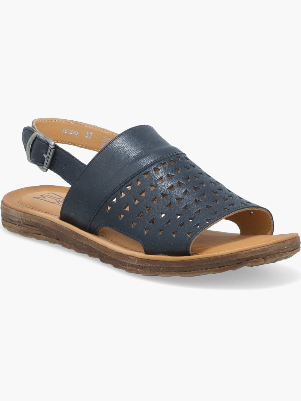 Miz Mooz Navy Leather Cutout Slingback Sandal, Felena, Size 10 (41)